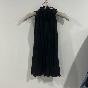 High neck pleated sleeveless top